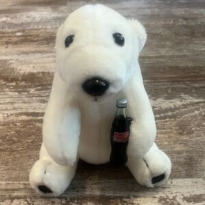 White Plush Polar Bear with Coca-Cola Bottle